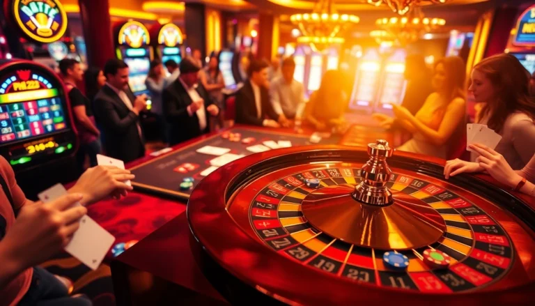 Experience the excitement of PH222 at a lively casino with roulette and poker.