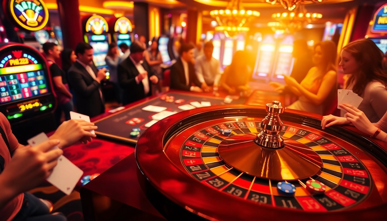 Experience the excitement of PH222 at a lively casino with roulette and poker.
