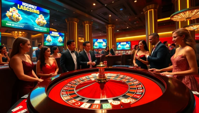 Players enjoying roulette at https://new88c.co/ casino, showcasing vibrant atmosphere and high stakes.